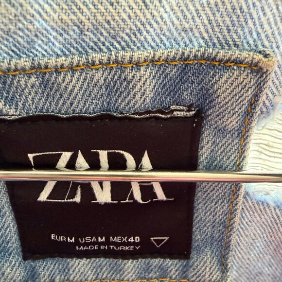 ZARA Denim Jacket NWOT MEDIUM Graffiti WOMEN - Picture 7 of 11